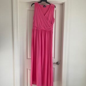Lands' End Hot Pink Maxi Dress with Wrap Bodice
